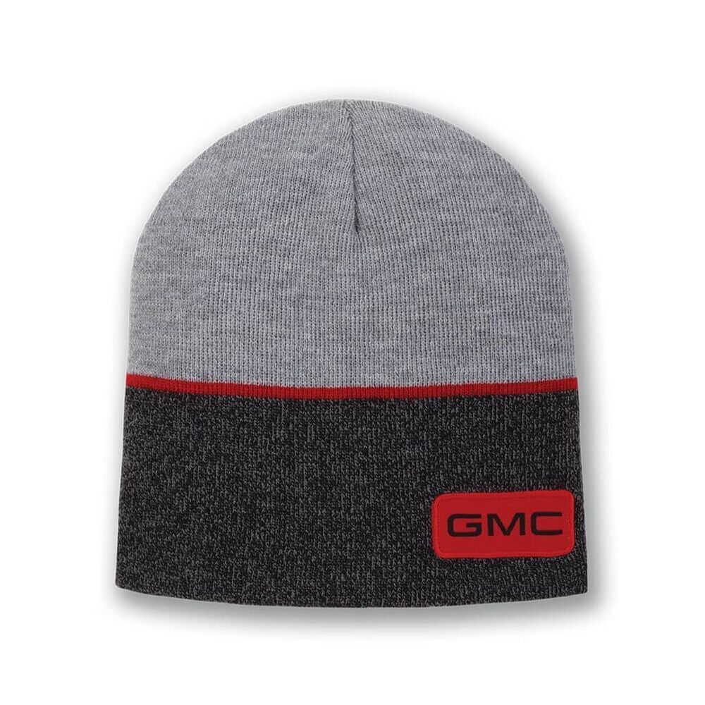 5496 GMC Tri-Color Stripe Beanie - Acrylic Knit Cap w/Red Accent